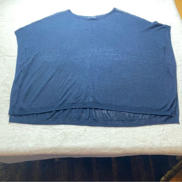 Vince Dark Blue 100% Linen Kit Oversized Boxy Top Size XS - Picture 1 of 9
